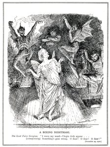 LLoyd George, „Dobrá víla“ koaliční vlády doufá, že promění Británii v utopii, ale místo toho vyvolává noční můru a ďábla nezaměstnanosti, obchodního propadu, vysokých cen a nepokojů,