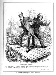 Lloyd George a Harcourt, oba ministři v liberální vládě, nesouhlasí s dáváním hlasů ženám, 1910 od Leonard Raven Hill