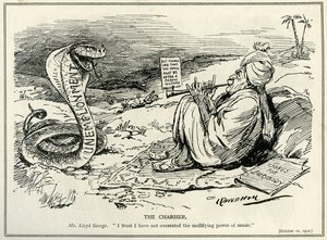 Lloyd George okouzlující hada nezaměstnanosti, 1921 od Leonard Raven Hill
