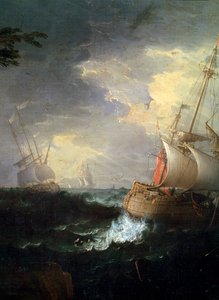 Bouřlivé moře, c1700-1750. Detail.