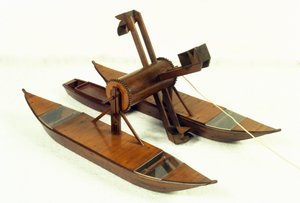 Lagunový bagr, model podle kresby Leonarda de Vinci (Leonardo da Vinci) (1452 - 1519). Muzeum vědy a techniky, Milán.