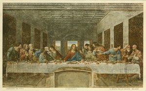 Poslední večeře (barevná litografie) od Leonardo da (after) Vinci