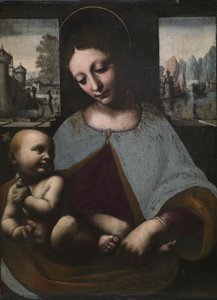Panna a dítě, c. 1500 (olej na dřevě) od Leonardo da (circle of) Vinci