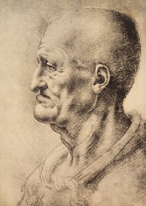 Muž zobrazený z profilu, kresba Leonarda da Vinci, zachovaná v Místnosti kreseb a tisků, Galerie Uffizi, Florencie. od Leonardo da Vinci