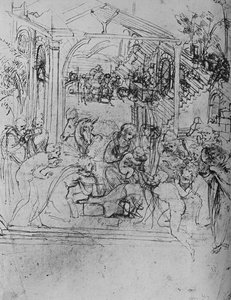 Klanění králů: Kompoziční skica, 1478-1481 1945 od Leonardo da Vinci