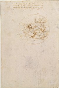 Alegorie o věrnosti ještěrky (líc); Návrh jevištní scény (rub) od Leonardo da Vinci