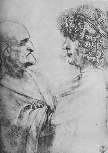 Starý muž a mladík stojící proti sobě, c1480 1945 od Leonardo da Vinci