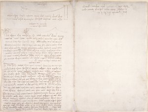 Arundel 263, f.166v, f.163 Poznámky a diagramy o letu ptáků, z 