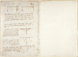 Arundel 263, f.1v, f.14 Poznámky a schémata mechaniky, z 