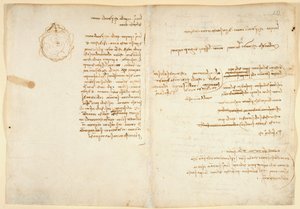 Arundel 263 f.236v, f.233 Poznámky k vodě; skica znázorňující pozemskou zeměkouli z 