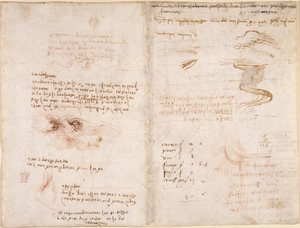 Arundel 263, f.278v, f.271 Poznámky o smyslu pro realitu ve snech, na vodě a Rivers Sieve a Arno (vzhůru nohama), z 