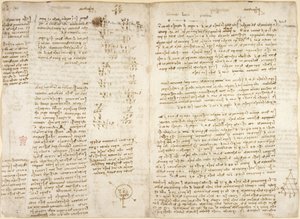 Arundel 263, f.279v f.280, Poznámky, matematické výpočty a diagram s názvem 