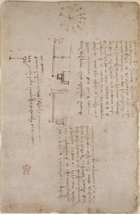 Arundel 263, f.281v Poznámky a náčrtky mechaniky (boční), z 