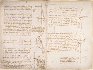 Arundel 263, f.67v, f.66 Poznámky a schémata mechaniky, z 