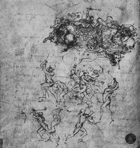 Bitva o jezdce a pěšáky, c1480 1945 od Leonardo da Vinci