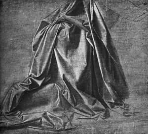 Odlitek Drapery pro postavu klečící vpravo, c1470 1945 od Leonardo da Vinci