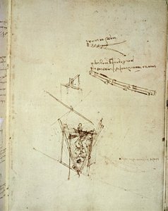 Návrh létajícího stroje (tužka na papíře) od Leonardo da Vinci