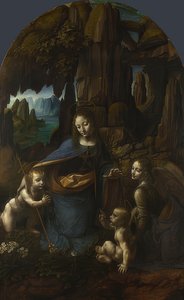 Madona ze skal (pro oltář San Francesco v Miláně). Kolem 1491 / 92-99 a 1506-08 od Leonardo da Vinci