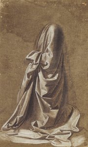 Studie sukna pro klečící postavu, od Leonardo da Vinci