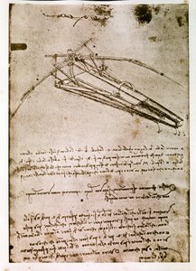 Výňatek z Da Vinciho rukopisu popisující princip a konstrukci "létajícího stroje" (rukopis) od Leonardo da Vinci