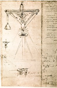 Výňatek z Da Vinciho rukopisu popisující princip a konstrukci "jeřábu" (rukopis) od Leonardo da Vinci