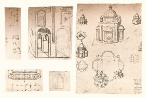 Pět architektonických výkresů, c1472-c1519 1883 od Leonardo da Vinci