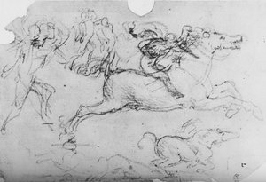Cválající jezdec a další figury, c1480 1945 od Leonardo da Vinci