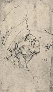 Groteskní profil muže s kloboukem napravo, c1480 1945 od Leonardo da Vinci