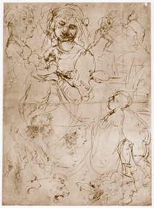 Klečící Madona s dítětem a sv. Jan, 1478-1480 od Leonardo da Vinci