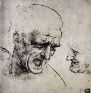 Leonardo da Vinci (Leonardo da Vinci) (1452 - 1519): Studie pro bitvu u Anghiari (Imagine) od Leonardo da Vinci