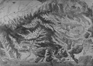 Mapa severní Itálie, zobrazující povodí Arno, c1480 1945 od Leonardo da Vinci