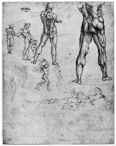 Studie aktu pro bitvu o Anghiari, c1503-1505 1954 od Leonardo da Vinci