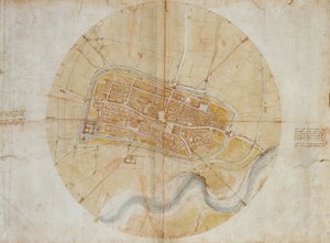 Plán města Imola od Leonardo da Vinci