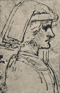 Profil mladého muže, který nosí chaperona, c1480 1945 od Leonardo da Vinci
