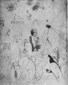 Profil starého muže, rostliny, geometrické obrazce atd., c1480 1945 od Leonardo da Vinci