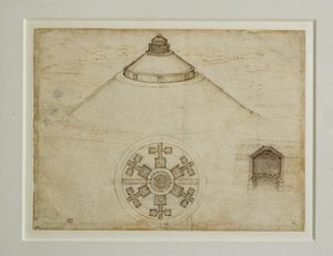 Projekt centrální hrobky; fasáda ... od Leonardo da Vinci
