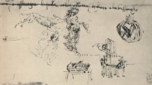 List studií s mladou ženou, Vlk atd., c1480 1945 od Leonardo da Vinci
