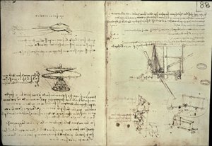 Studie pro vrtule a létající stroje od Leonardo da Vinci