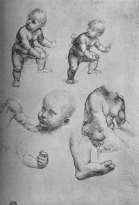 Studie dítěte a částí dítěte, c1480 1945 od Leonardo da Vinci