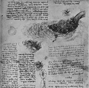 Studie formování vody v pohybu, c1480 1945 od Leonardo da Vinci