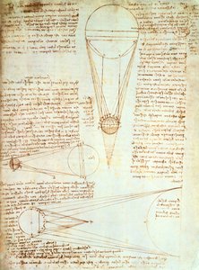 Studie osvícení Měsíce, fol. 1r z Codexu Leicester, kolem 1506-08 od Leonardo da Vinci