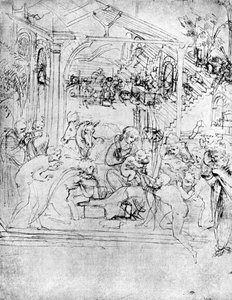 Studie ke Klanění tří králů, 15. století 1930. od Leonardo da Vinci