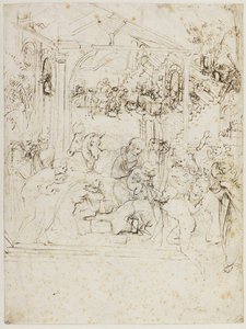 Studie ke klanění tří králů, asi 1481. od Leonardo da Vinci