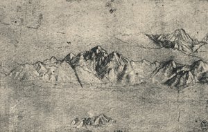 Studie pohoří, c1480 1945 od Leonardo da Vinci