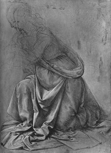 Studie drapérie ženy klečící doleva, c1477 1945 od Leonardo da Vinci