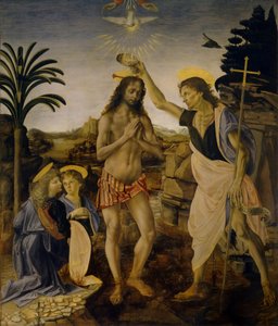 Křest Krista, cca 1470-1475 od Leonardo da Vinci