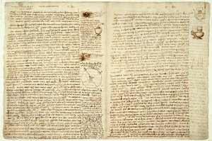 The Codex Hammer, strany 124-127, 1508-12 od Leonardo da Vinci