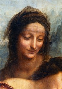 Tvář svaté Anny, detail z Panny Marie s dítětem se svatou Annou od Leonardo da Vinci