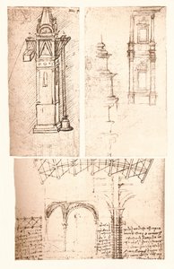 Tři architektonické kresby, c1472-c1519 1883 od Leonardo da Vinci