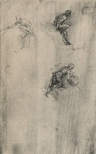 Dva sedící akty a mycí žena, c1480 1945 od Leonardo da Vinci